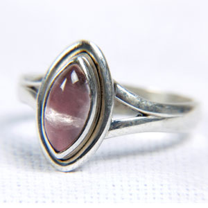 pink stone silver ring